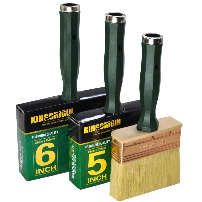 Kingorigin Deck Stain Brush Set, 3 Pack Large Paint Brushes (4", 5", 6") with Threaded Extension Hole, Deck Stain Applicator, Masonry Brush, Stain Brushes for Wood Deck, Fence, Walls and Furniture - Image 1